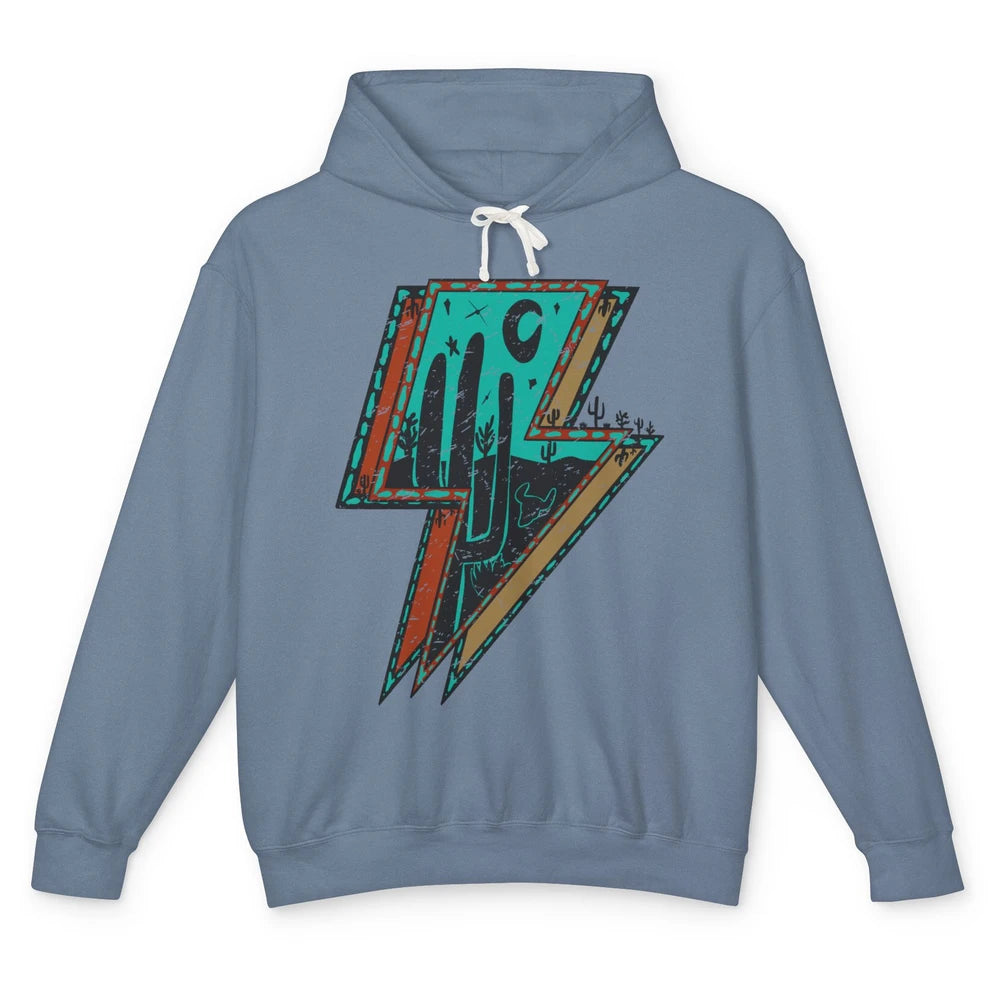 Desert Night Turquoise Lightning Bolt Western Country Girl Unisex Lightweight Hoodie