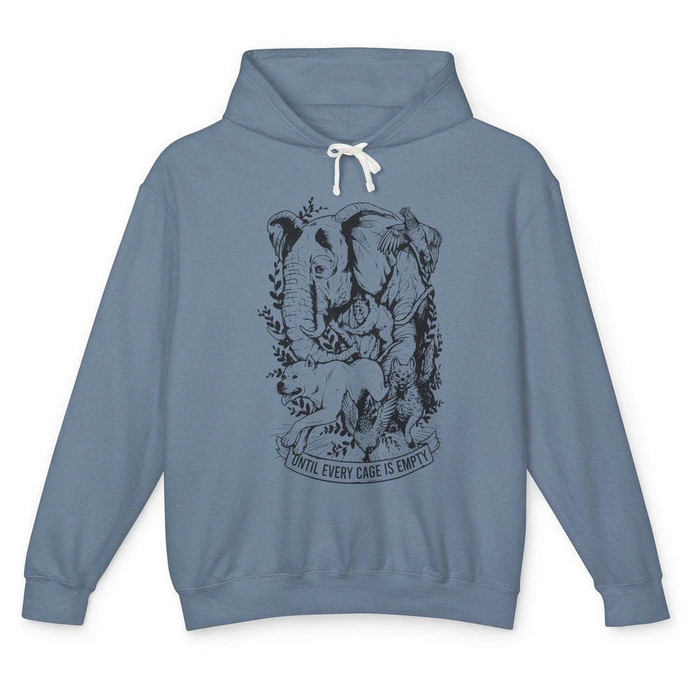 Until Every Cage Empty Farm Animal Rights Vegan Vegetarian Unisex Lightweight Hoodie