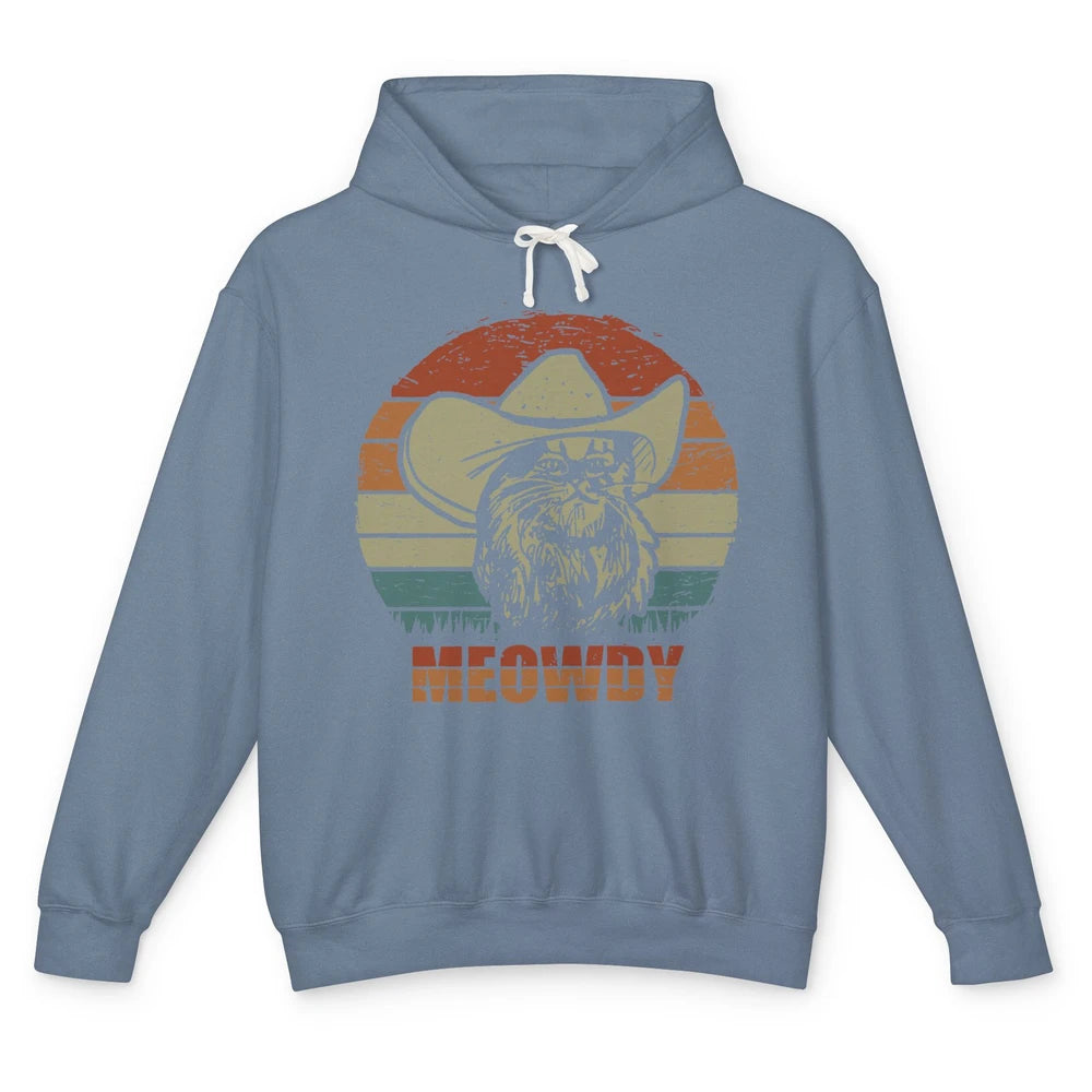 Funny Retro Cat Cowboy Meowdy Western Country Cat Lovers Unisex Lightweight Hoodie