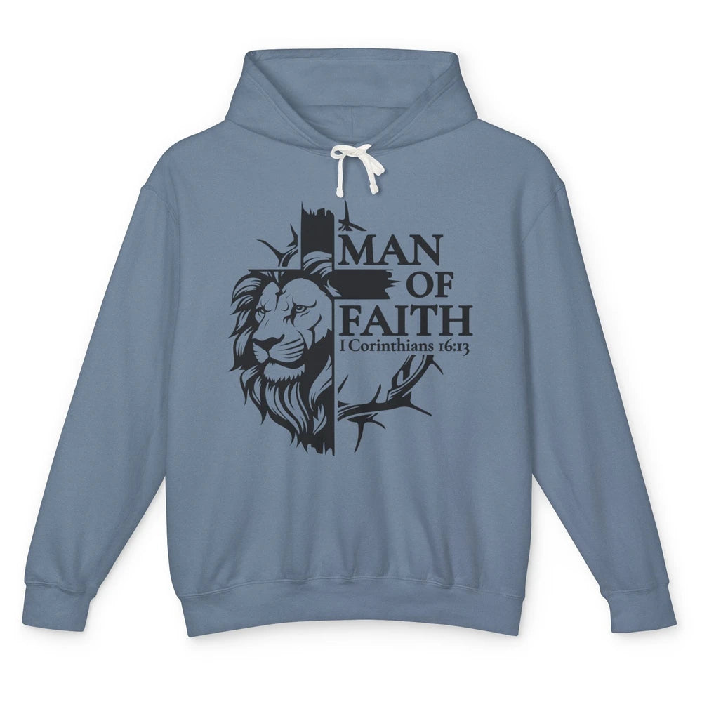 Yeshua Lion Of Judah Man Of Faith Bible Christian Religious Unisex Lightweight Hoodie