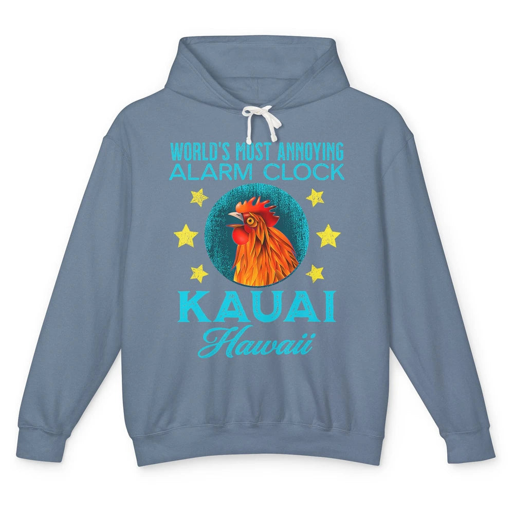 Kauai Hawaii Alarm Clock Chicken Rooster Hawaiian Beach Trip Unisex Lightweight Hoodie