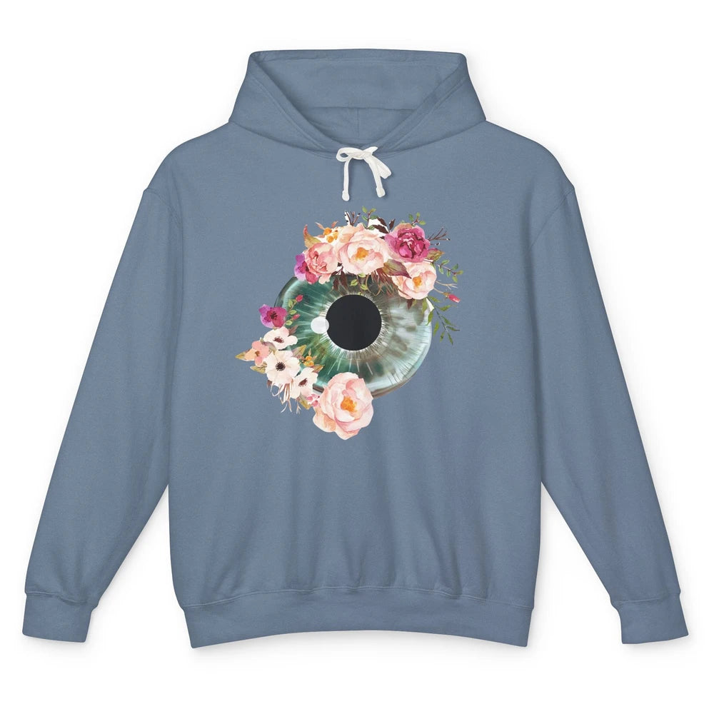 Floral Eyeball Optometrist Eye Anatomy Ophthalmology Tech Unisex Lightweight Hoodie