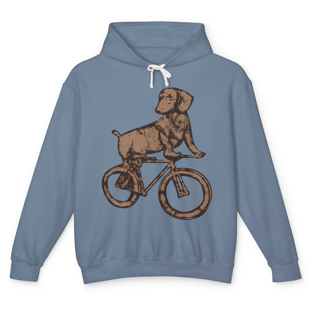 Dachshund On A Bike Funny Dachshund Bicycle Lovers Gift Unisex Lightweight Hoodie