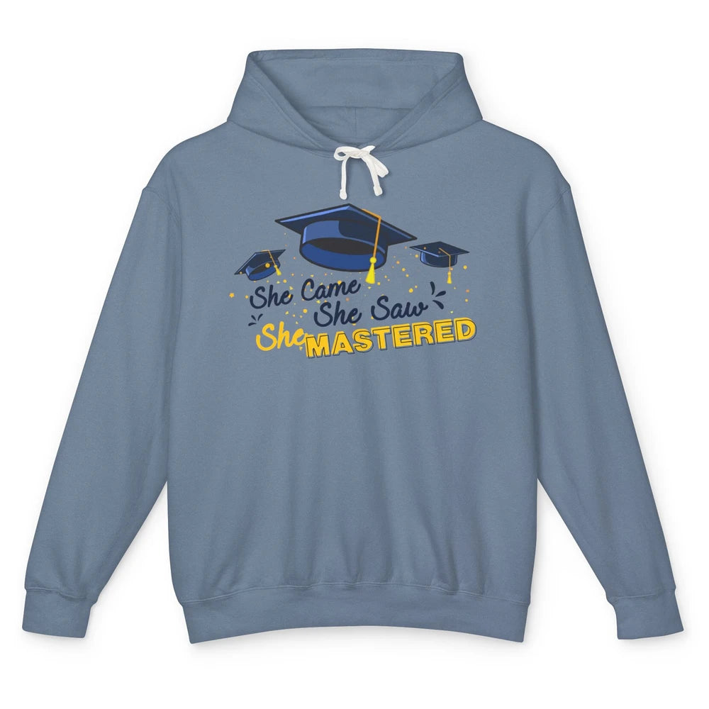 She Came She Saw She Mastered It 2022 Senior Graduation Gift Unisex Lightweight Hoodie