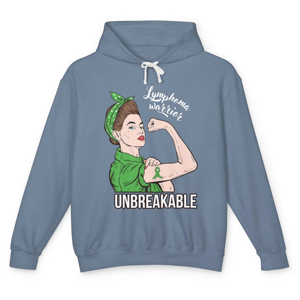 Lymphoma Cancer Warrior Unbreakable Power Women Awareness Unisex Lightweight Hoodie