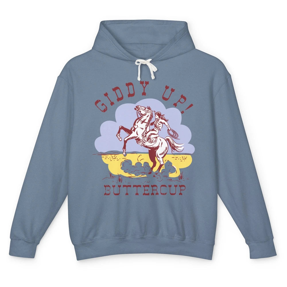 Retro Cowgirl Hold Your Horse Giddy Up Western Cowboy Gift Unisex Lightweight Hoodie