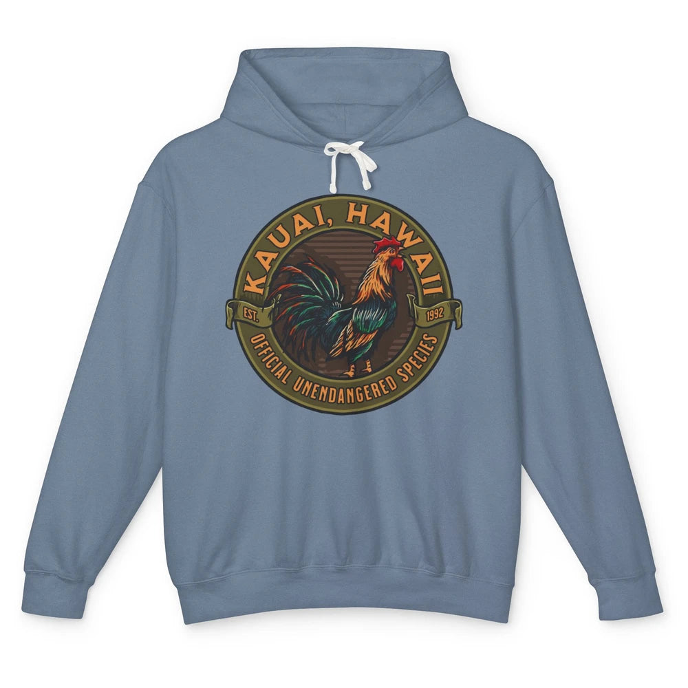 Funny Chicken Rooster Kauai Hawaii Unendangered Species Unisex Lightweight Hoodie