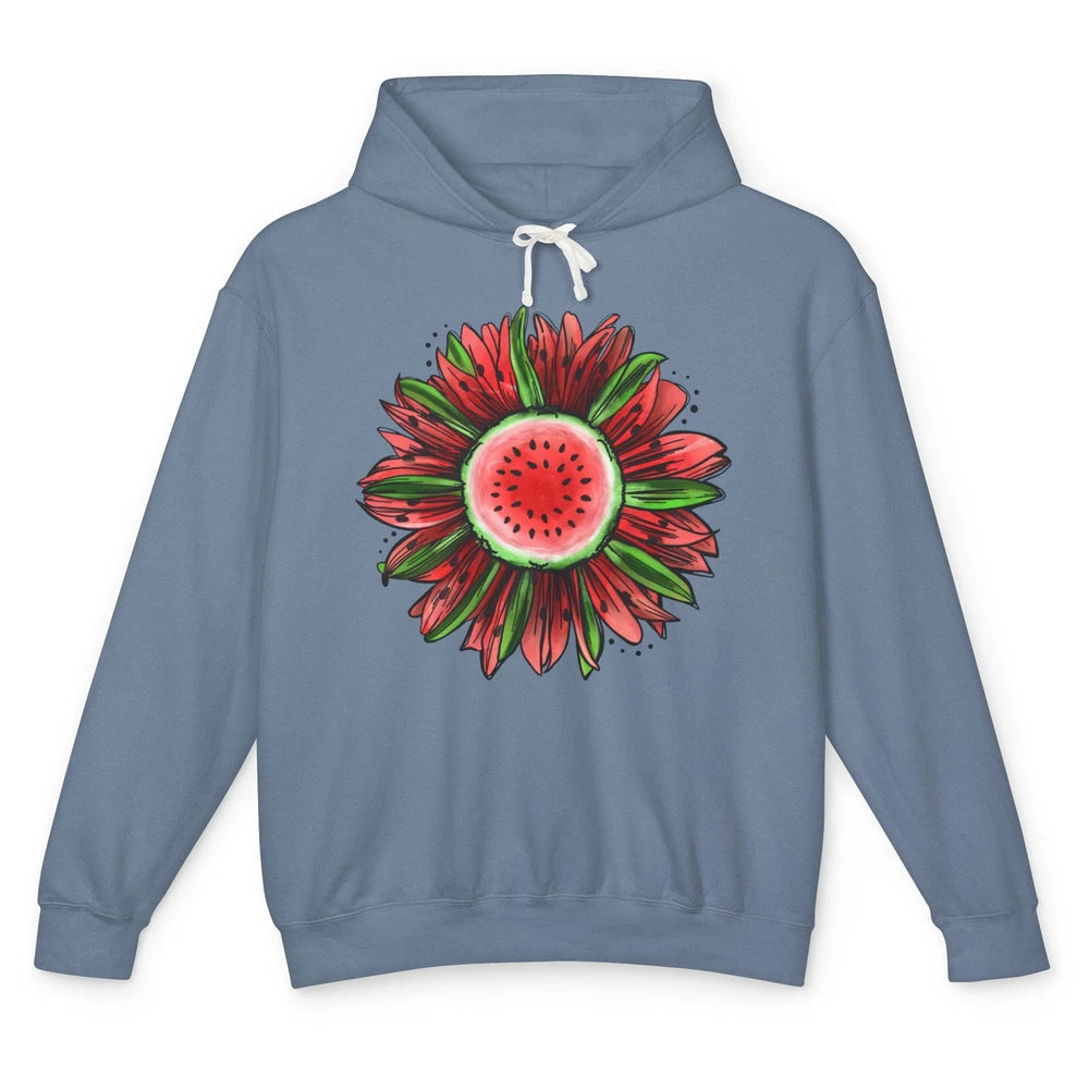 Watermelon Sunflower Summer Peace Love Watermelon Lover Gift Unisex Lightweight Hoodie