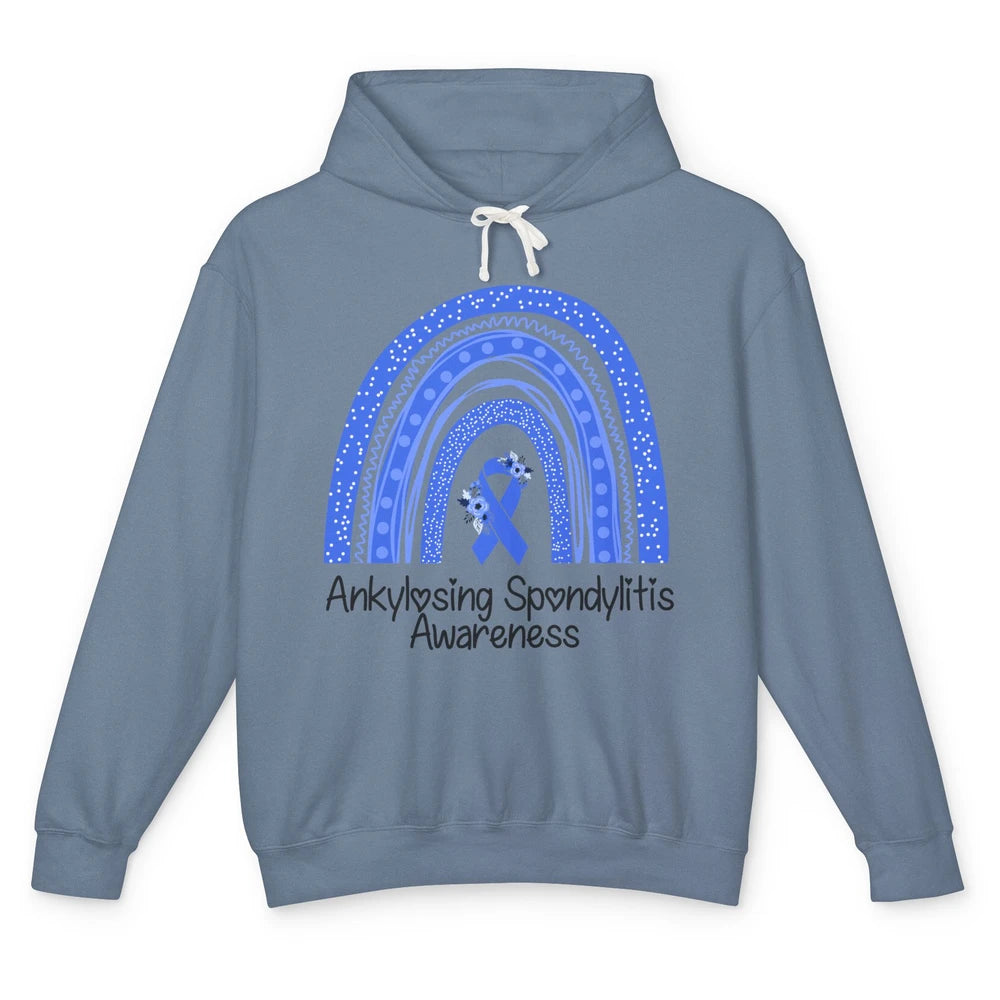 Ankylosing Spondylitis Awareness Support Floral Blue Rainbow Unisex Lightweight Hoodie