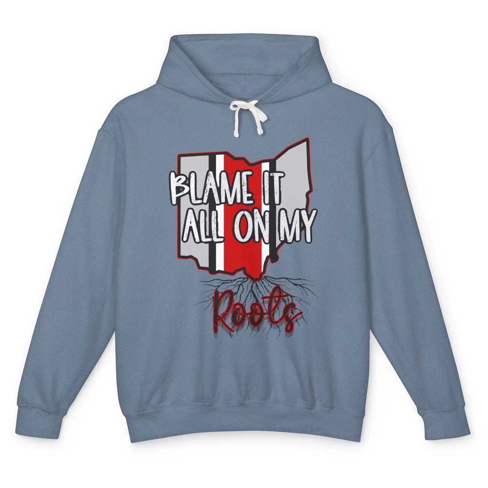 Retro Ohio Map Blame It All On My Roots Ohio Pride Gift Unisex Lightweight Hoodie