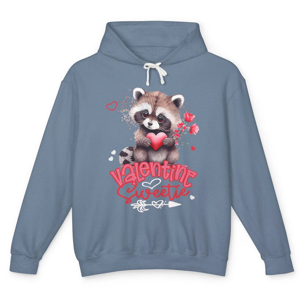 Adorable Baby Raccoon Cute Happy Valentine Sweetie Opossum Unisex Lightweight Hoodie