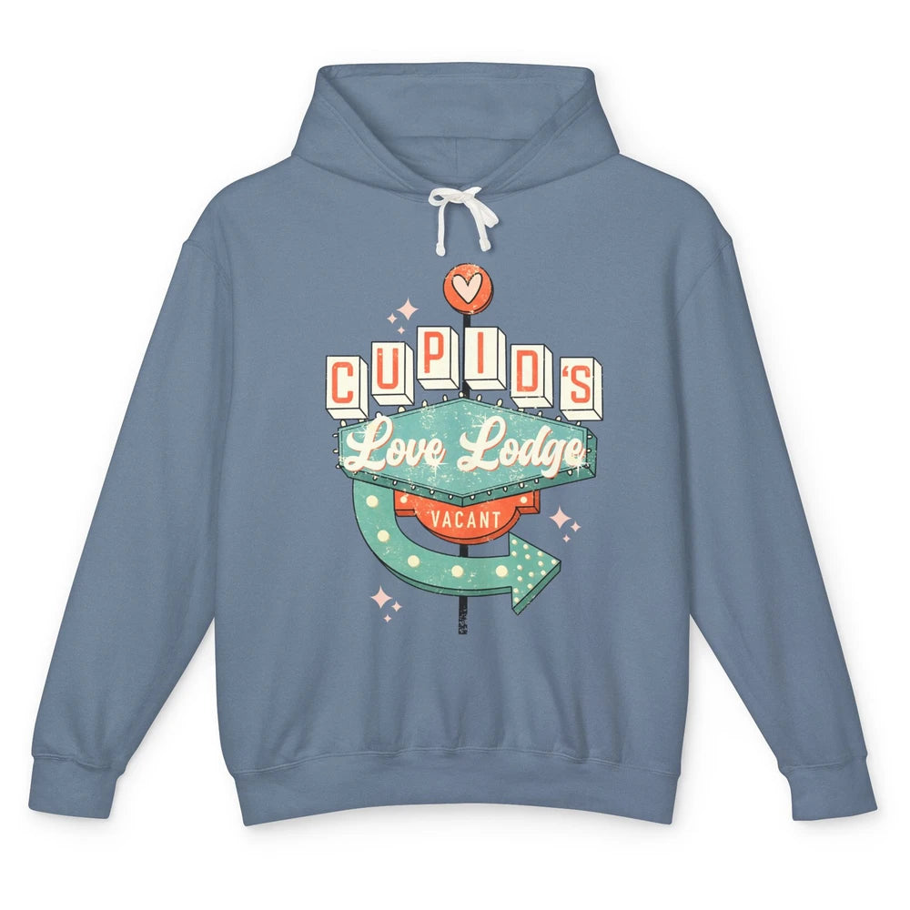 Retro Valentines Cupid's Love Lodges Funny Couples Valentine Unisex Lightweight Hoodie