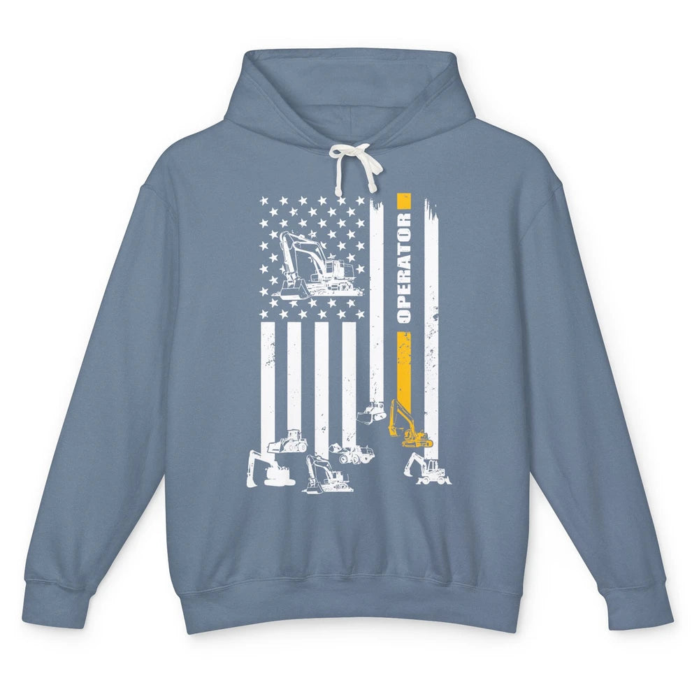 Heavy Equipment Operator US Flag Heavy Machinery Working Dad Unisex Lightweight Hoodie