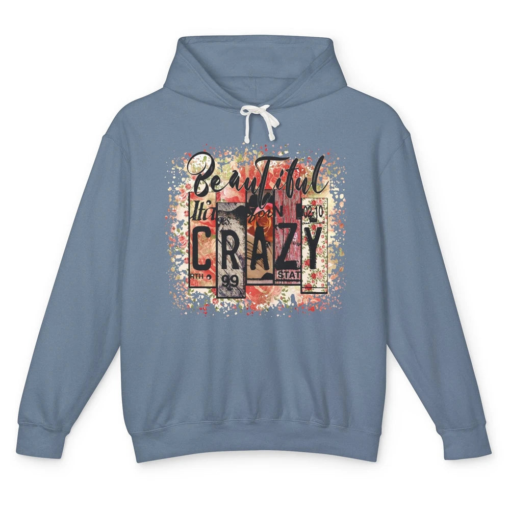 Retro Floral Western Cowgirl Beautiful Crazy Country Music Unisex Lightweight Hoodie