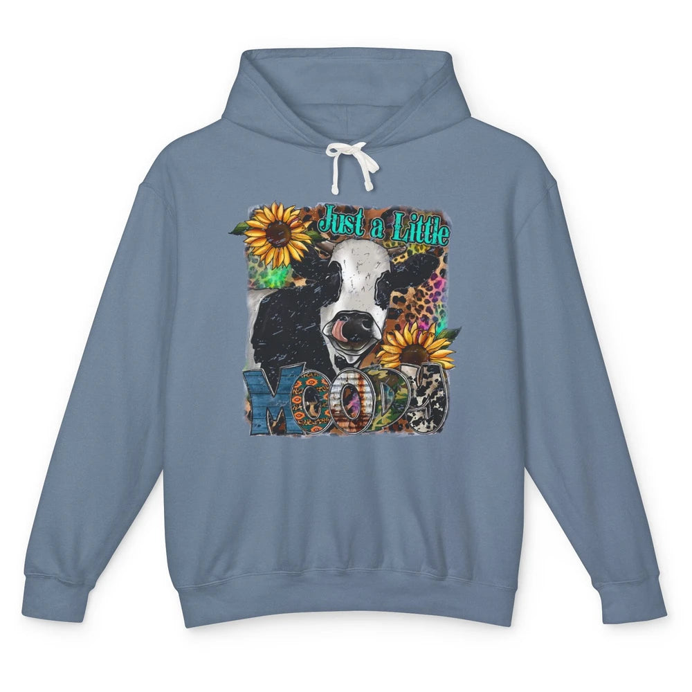 Sunflower Cow Just A Little Moody Leopard Western Country Unisex Lightweight Hoodie