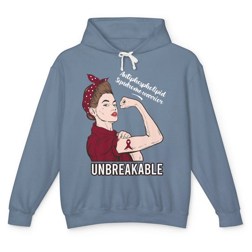 Antiphospholipid Syndrome Ribbon Strong Woman Unbreakable Unisex Lightweight Hoodie