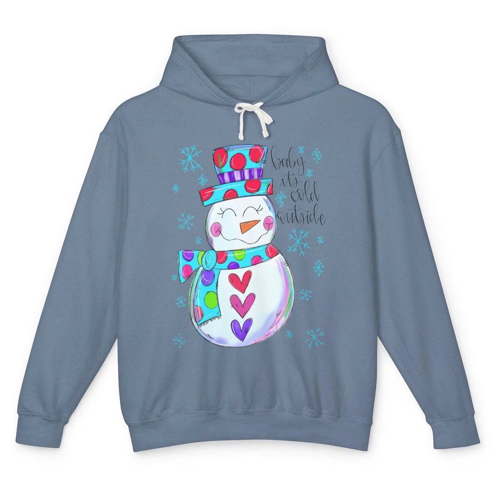 Winter Snowman Baby It's Cold Outside Christmas Hand Drawn Unisex Lightweight Hoodie