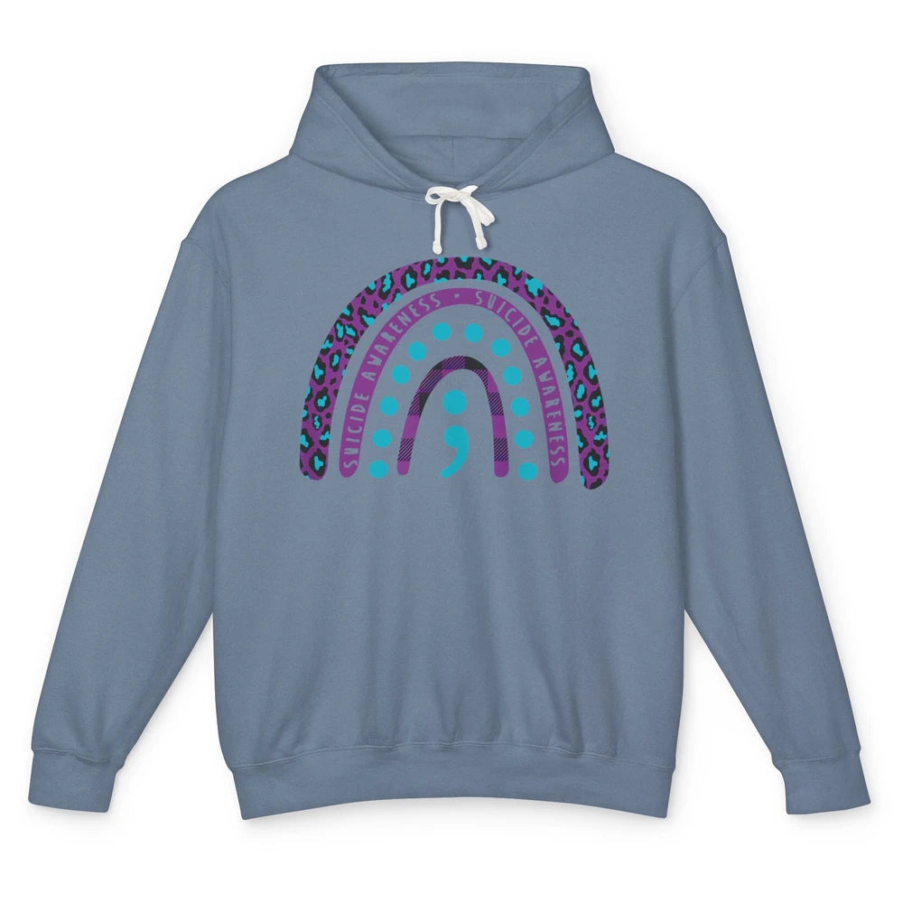 Suicide Awareness Rainbow Semicolon Prevention Psychologist Unisex Lightweight Hoodie