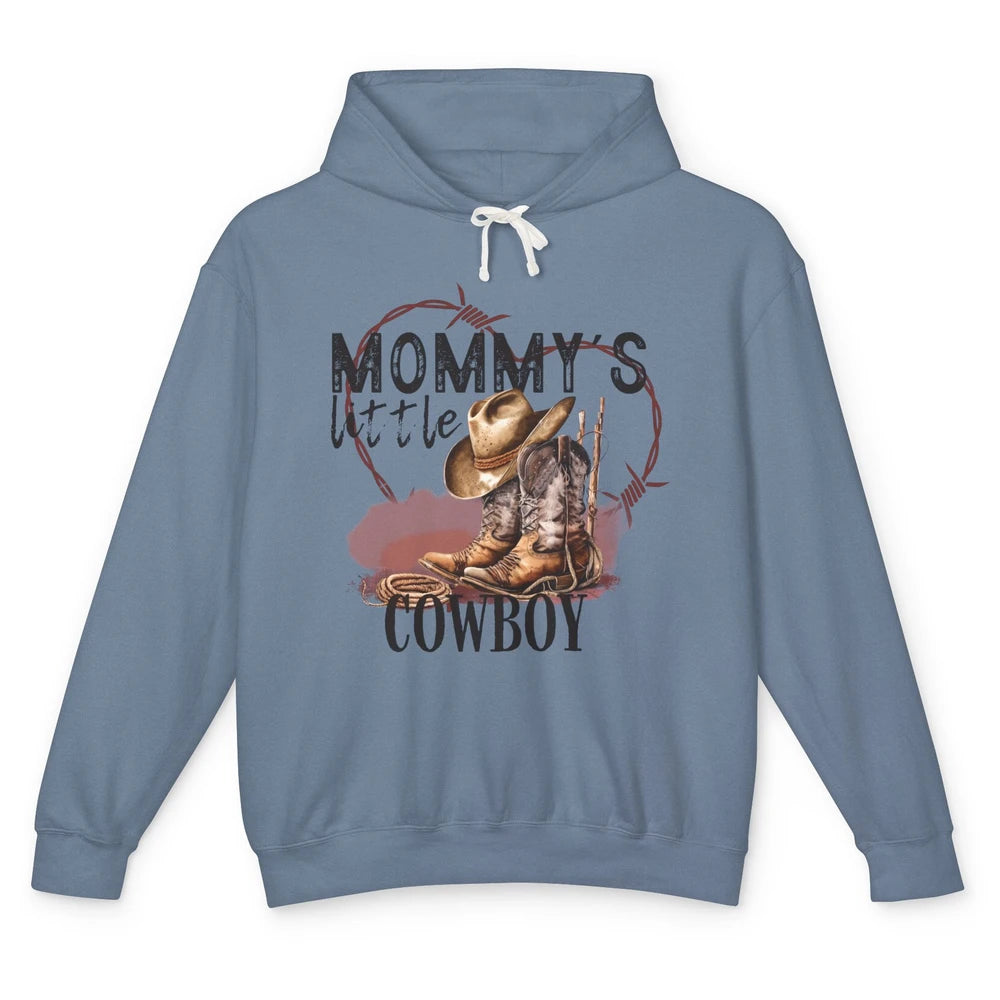 Mommy's Little Cowboy Western Mama Boots Rancher Mother Unisex Lightweight Hoodie