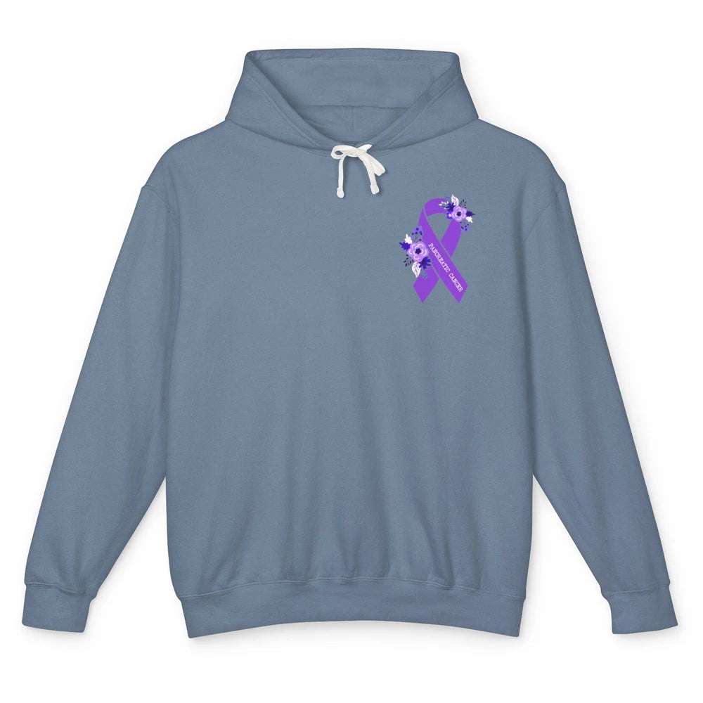 Pancreatic Cancer Awareness Floral Purple Ribbon Rainbow Unisex Lightweight Hoodie