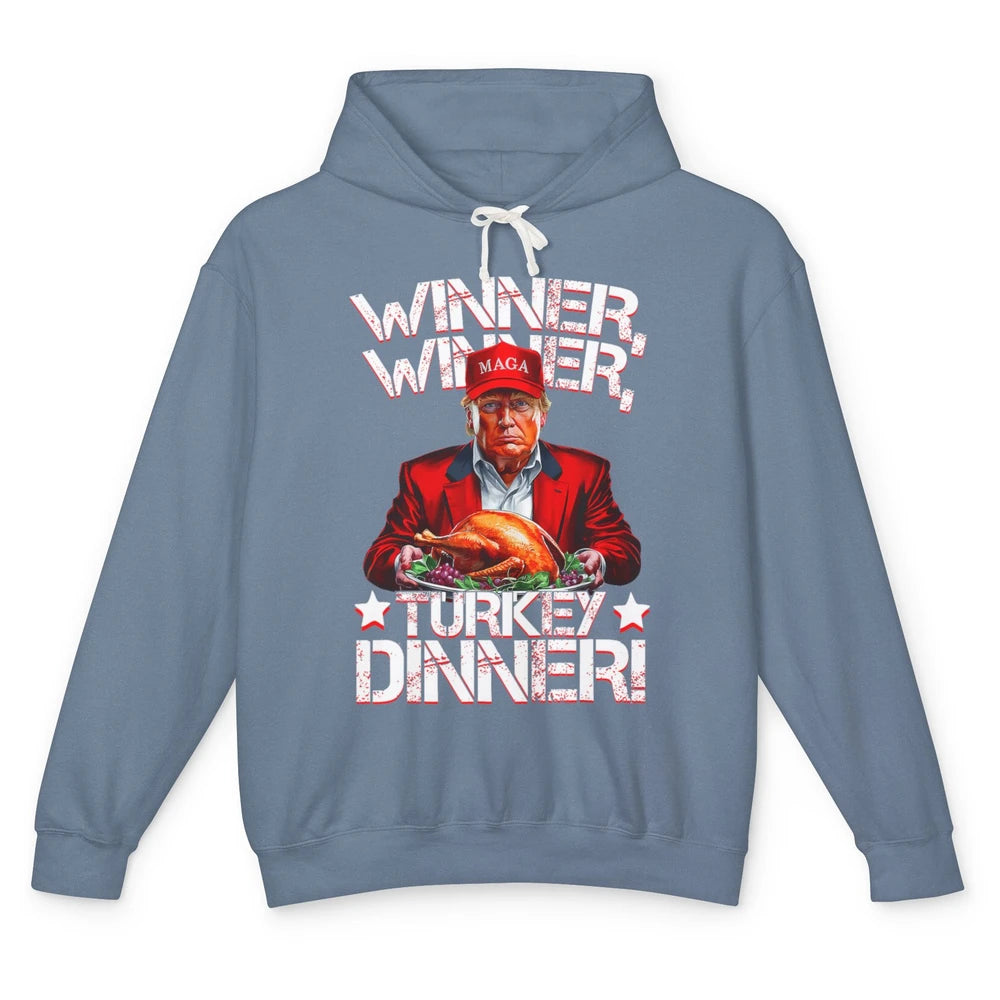 Funny Trump Winner Turkey Dinner Thanksgiving Donald Trump President Republican Political Humor Unisex Lightweight Hoodie