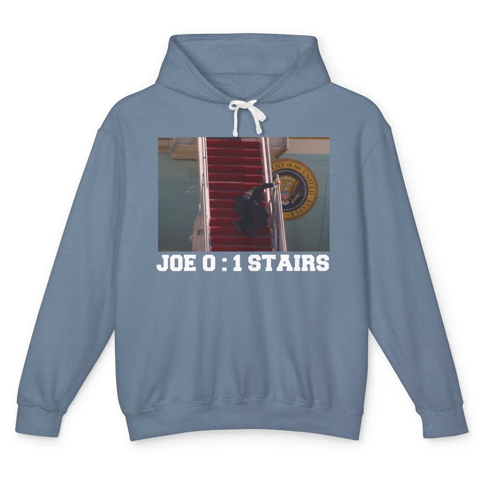 Funny Joe Biden Falling Down Stairs Anti Biden Liberal Gift Unisex Lightweight Hoodie