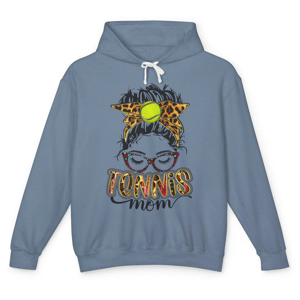 Tennis Mom Leopard Messy Bun Tennis Lady Tennis Players Gift Unisex Lightweight Hoodie