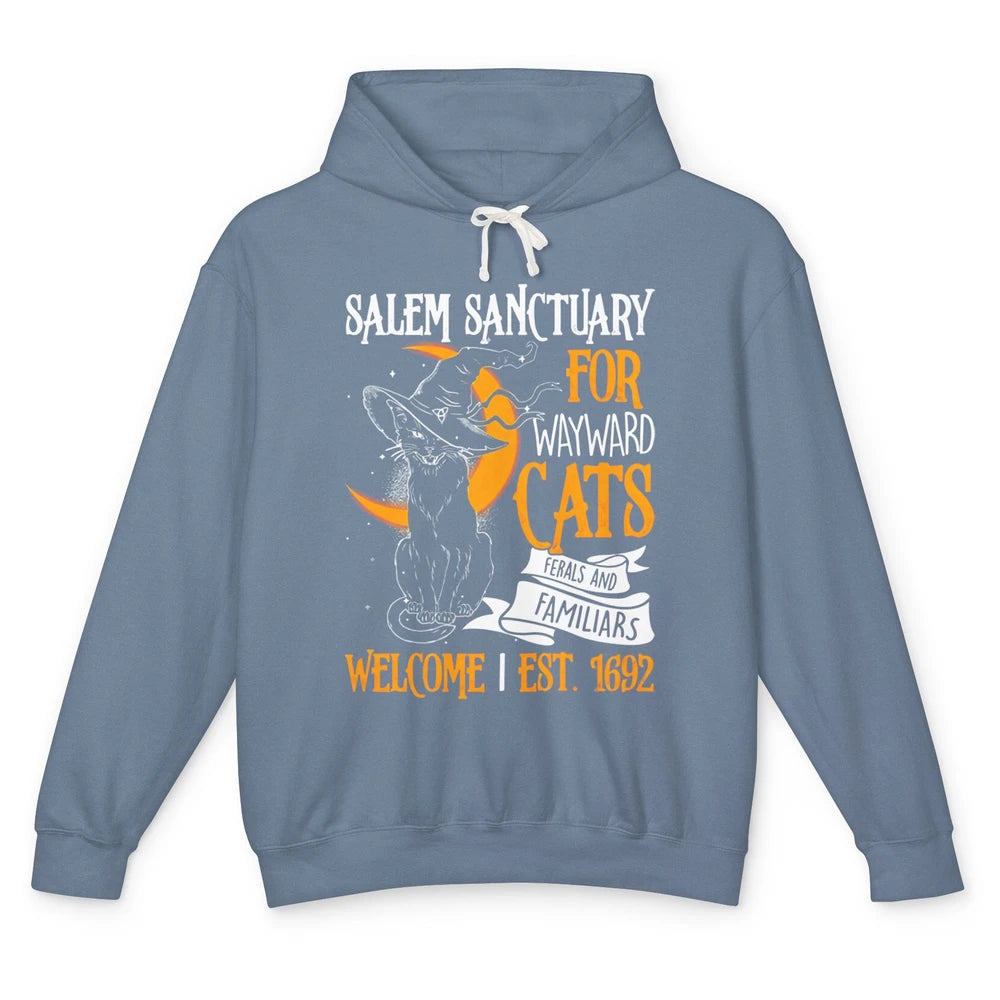 Witch Cat Salem Sanctuary Witch City Halloween Gothic Cat Unisex Lightweight Hoodie