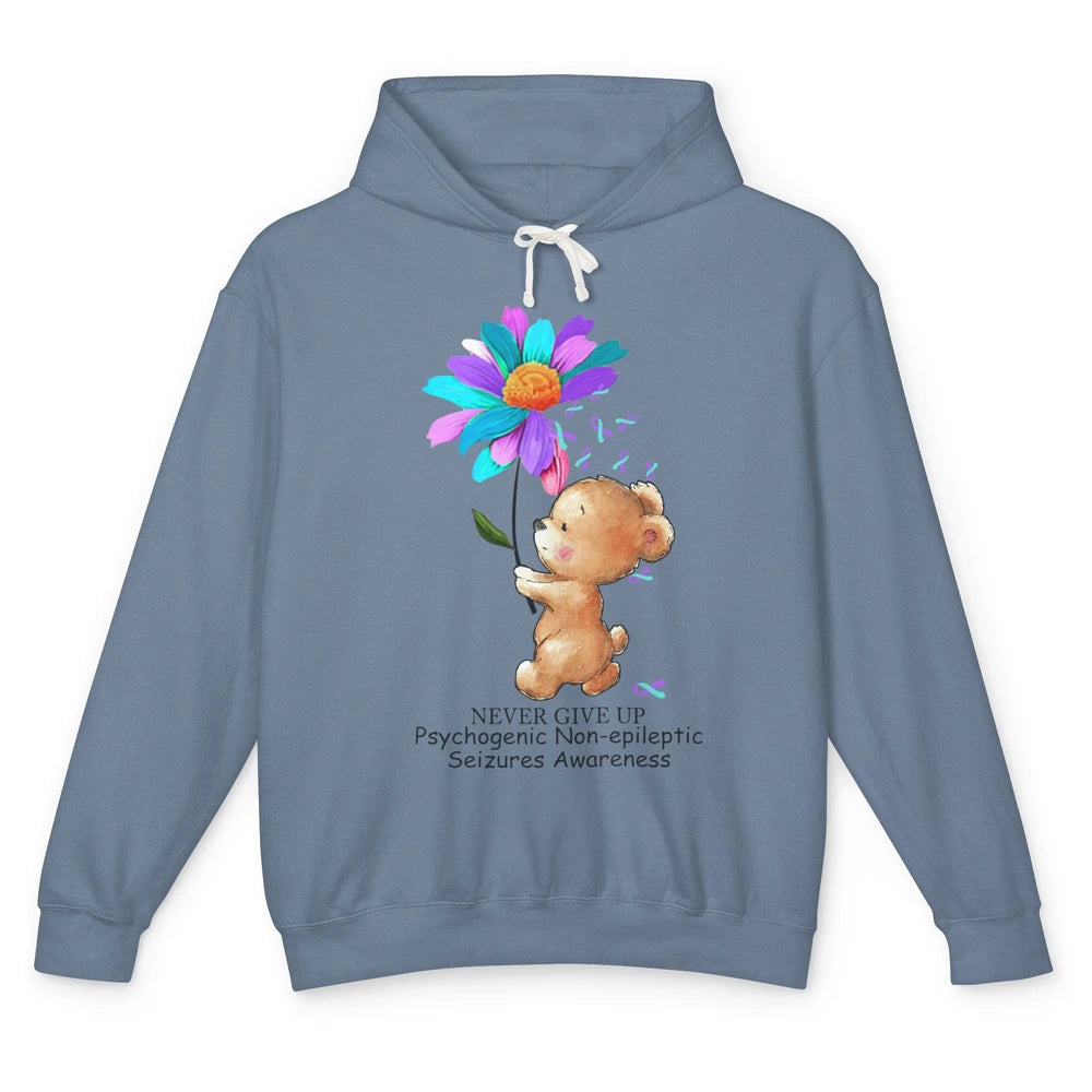 PNES Awareness Purple Teal Ribbon Sunflower Baby Elephant Unisex Lightweight Hoodie