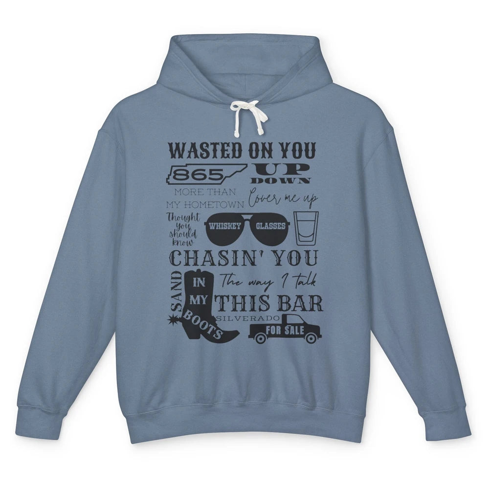 Retro Sands In My Boots Wasted On You Western Country Music Unisex Lightweight Hoodie