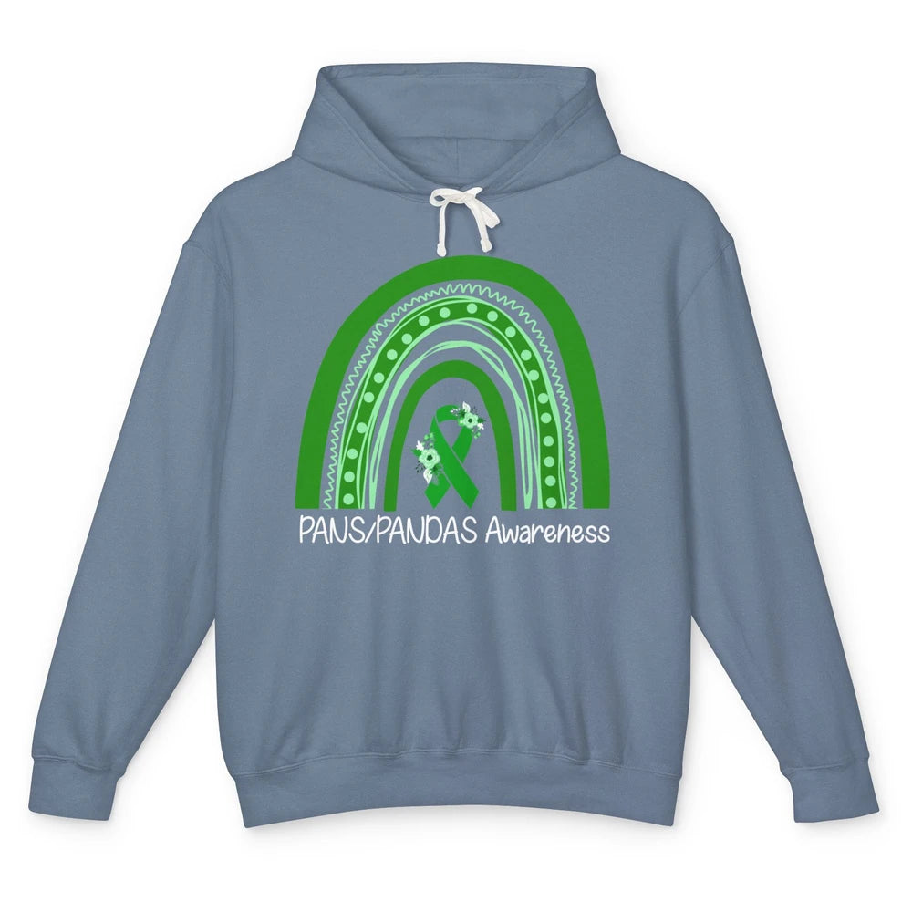 PANS/PANDAS Awareness Floral Green Ribbon Rainbow Pans Unisex Lightweight Hoodie