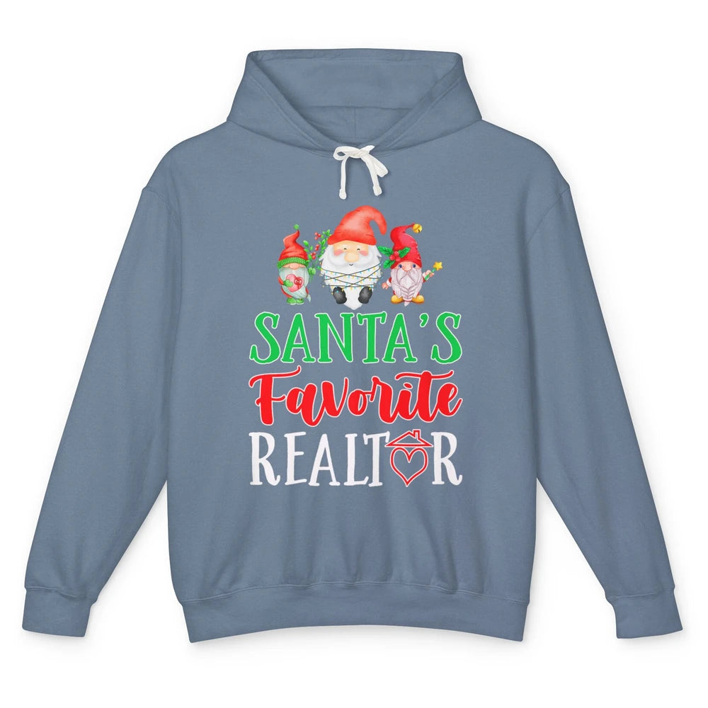 Christmas Xmas Gnomes Santa Favorite Realtor Real Estate Unisex Lightweight Hoodie