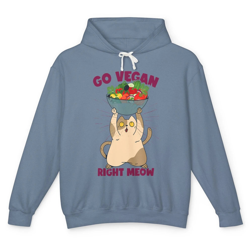 Funny Go Vegan Cat Plant Based Diet Animal Pet Vegetarian Unisex Lightweight Hoodie