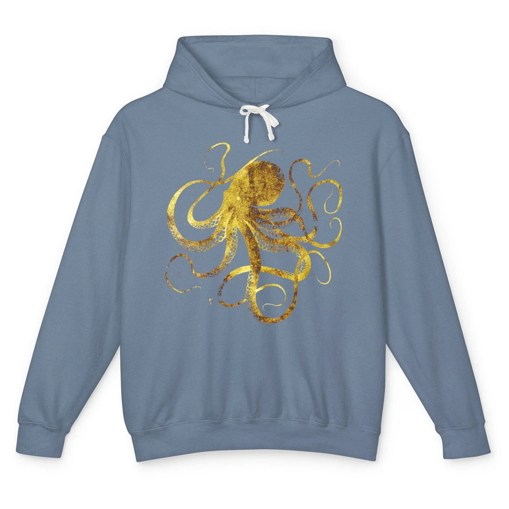 Squid Optical Illusion Octopus Japanese Calligraphy Gyotaku Unisex Lightweight Hoodie