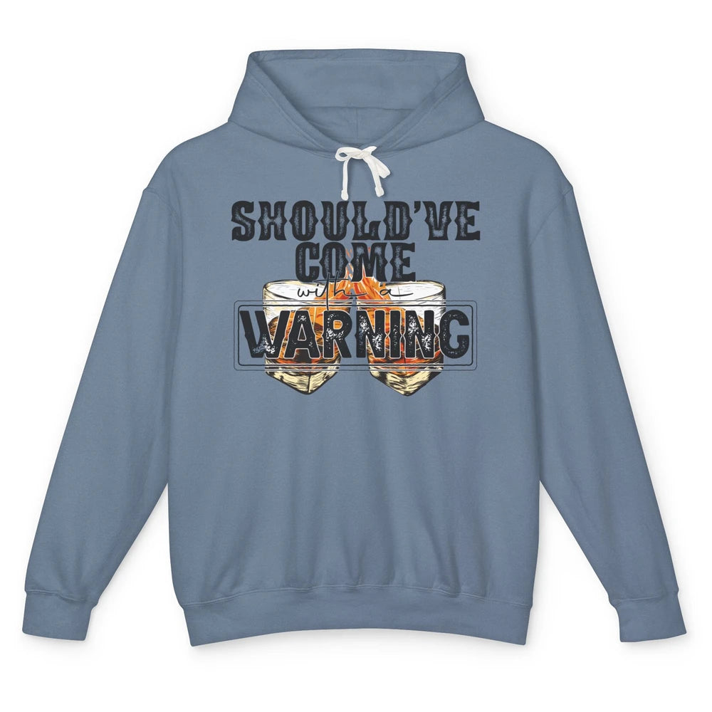 Retro Whiskey Should Have Come With A Warning Western Cowboy Unisex Lightweight Hoodie