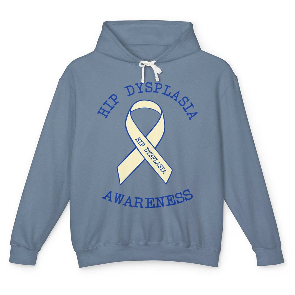 Hip Dysplasia Awareness Floral Blue White Ribbon DDH Unisex Lightweight Hoodie