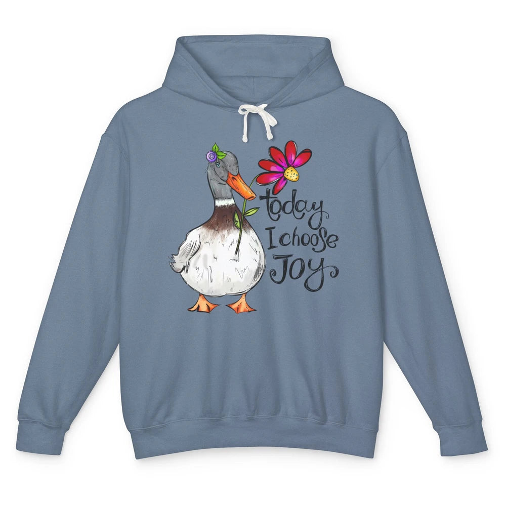 Christian Duck Today I Choose Joy Bible Verse Hand Drawn Unisex Lightweight Hoodie