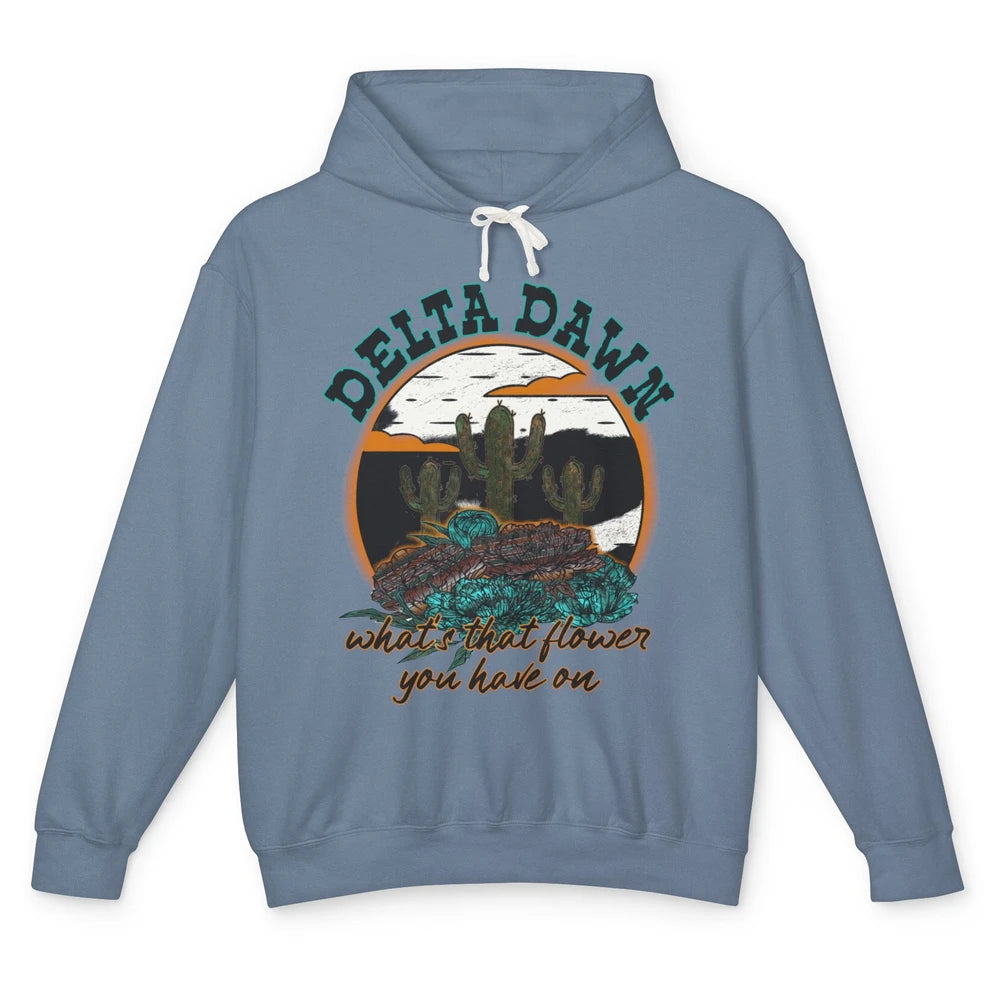 Retro Desert Night Delta Dawn What's That Flower Western Unisex Lightweight Hoodie