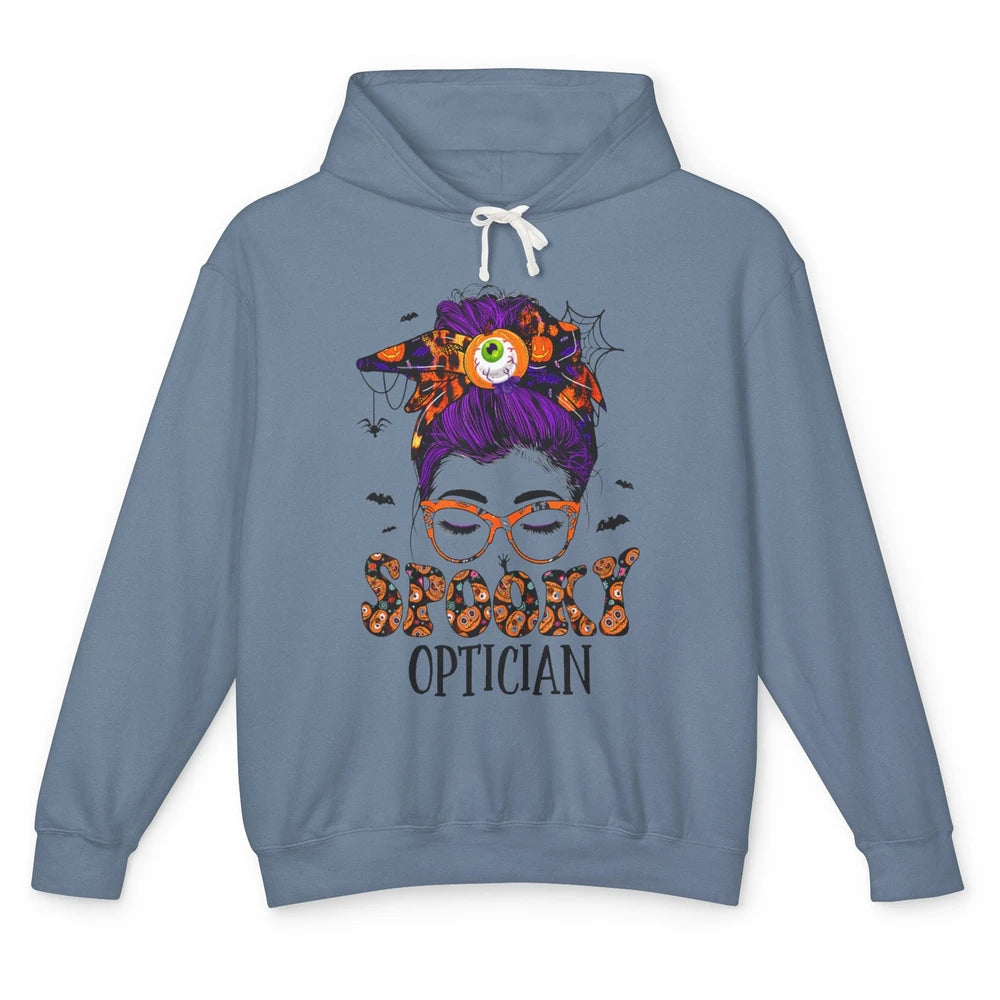 Optician Messy Hair Bun Eye Glasses Halloween Spooky Season Unisex Lightweight Hoodie