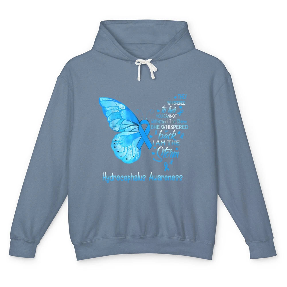 The Storm Butterfly Blue Warrior Hydrocephalus Cancer Month Unisex Lightweight Hoodie