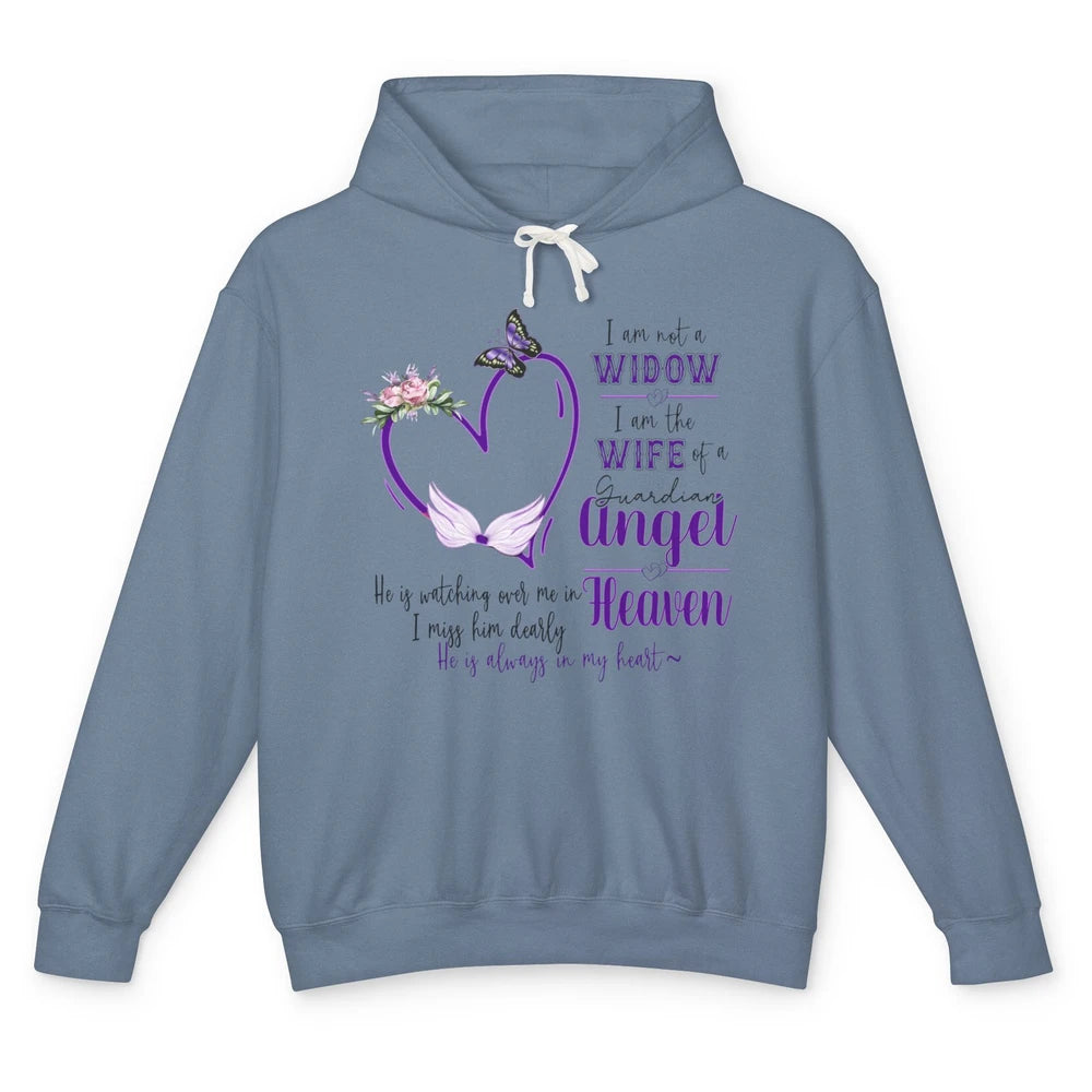 Husband In Heaven I'm Not A Widow Guardian Angel Memorial Unisex Lightweight Hoodie