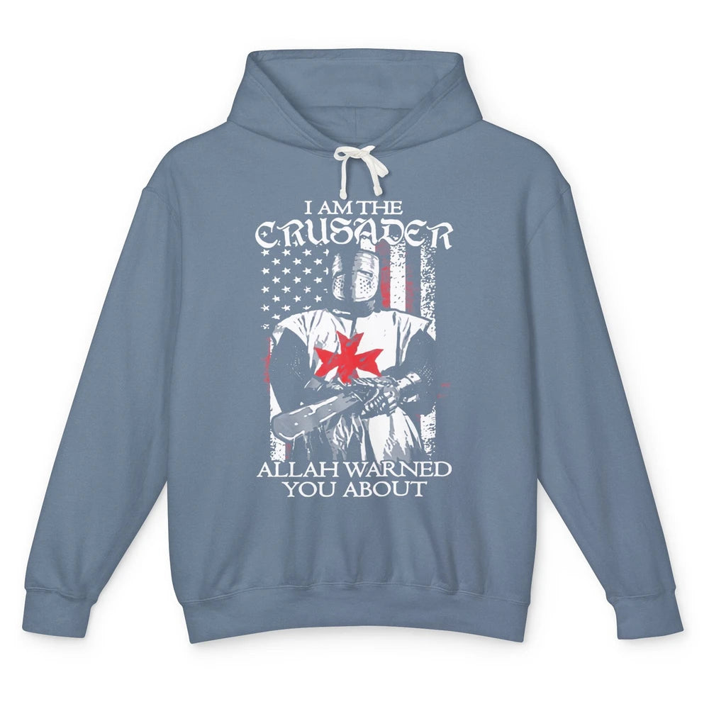 US Flag Knight Templar I'm Crusader Allah Warned You About Unisex Lightweight Hoodie