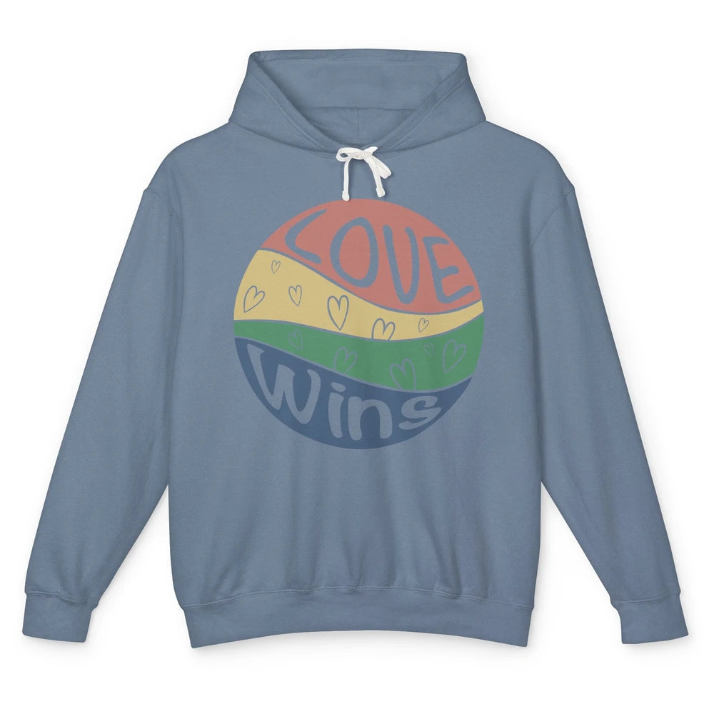 Vintage Love Wins LGBT Gay Pride Month Love Is Love Unisex Lightweight Hoodie