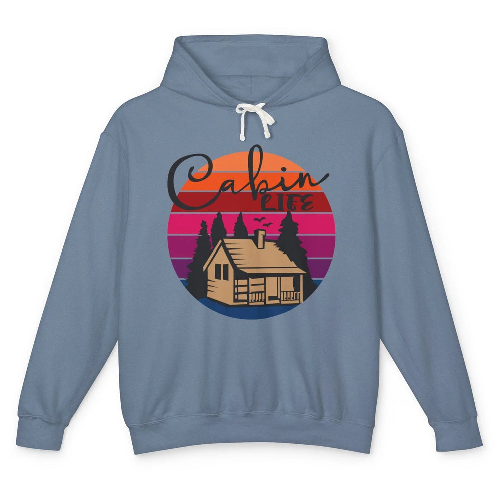 Cabin Life Vintage Cabin Camping Northern Lakes Outdoor Life Unisex Lightweight Hoodie