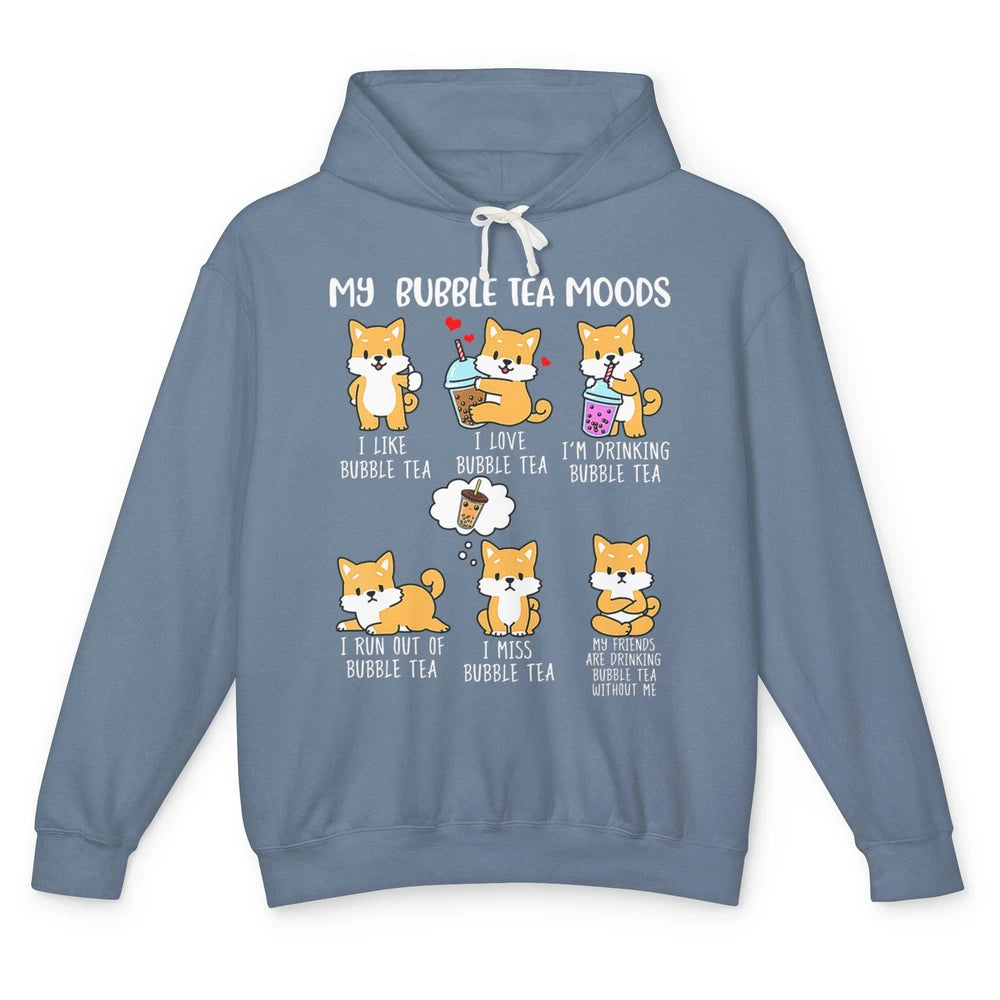 Funny Shiba Inu Bubble Tea Mood Dog Kawaii Cute Puppy Anime Unisex Lightweight Hoodie