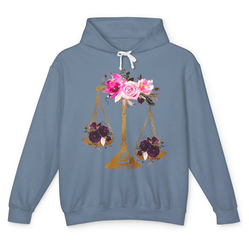 Wildflowers Lawyer Office Scales Roses Justice Law School Unisex Lightweight Hoodie