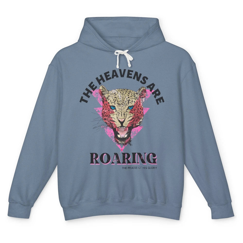 Retro Lion Heavens Are Roaring Bible Lightning Bolt Leopard Unisex Lightweight Hoodie