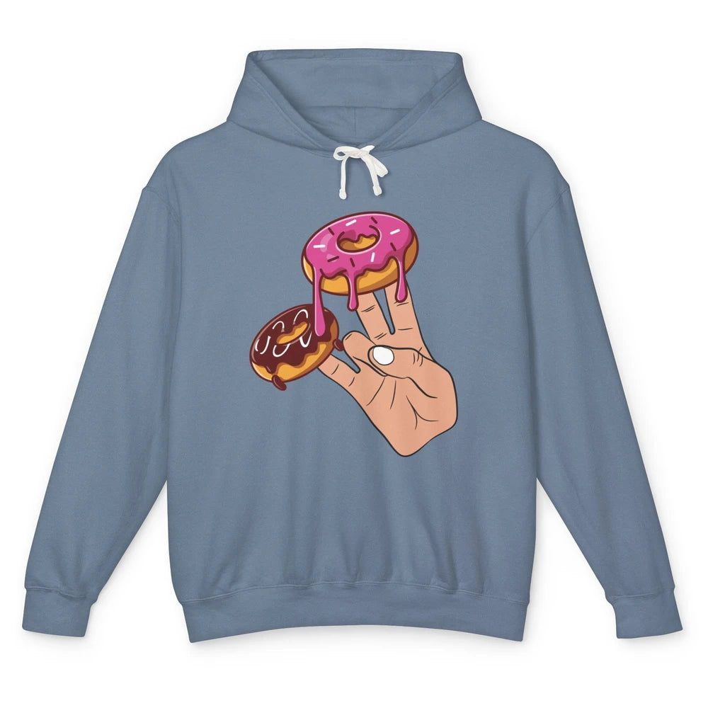 Funny Donut Two In Pink Shocker Men Women Sarcastic Doughnut Unisex Lightweight Hoodie