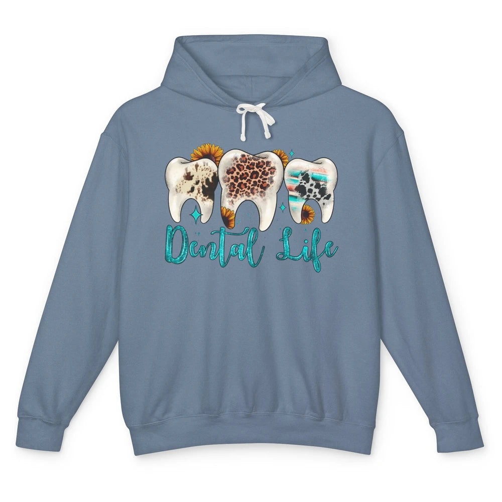 Western Dental Life Tooth Leopard Flower Dentist Hygienist Unisex Lightweight Hoodie