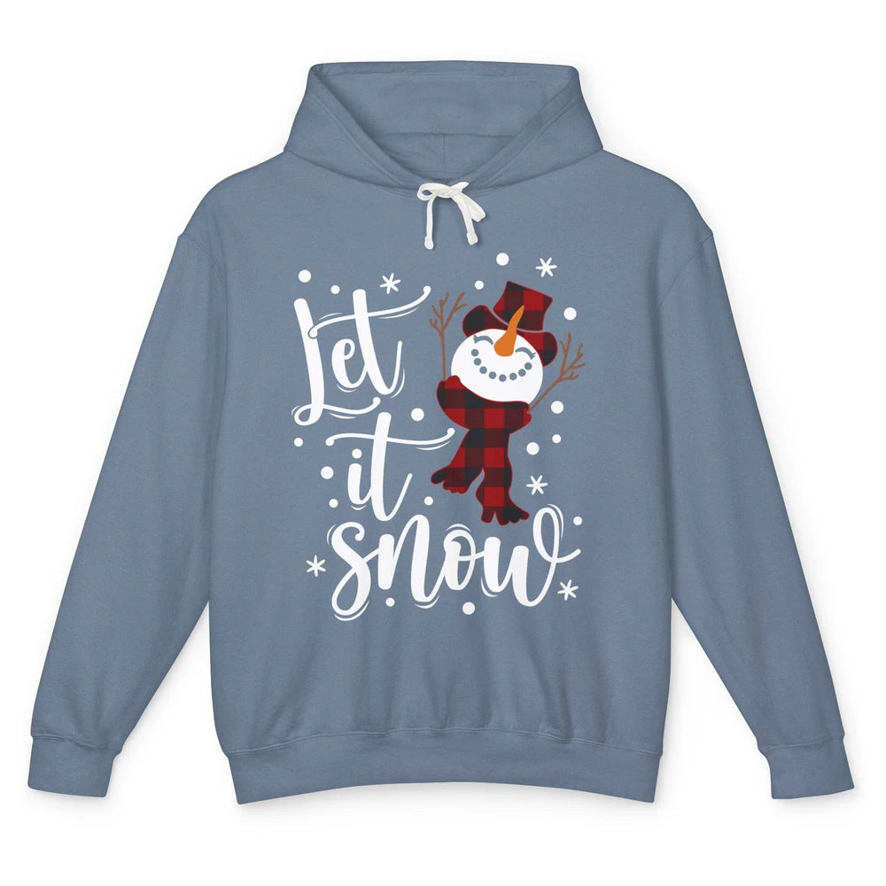 Funny Snowman Let It Snow Snowflakes Merry Christmas Unisex Lightweight Hoodie